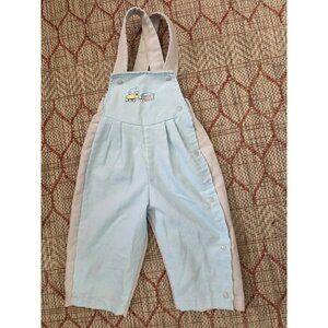 Buster Brown Vintage Longall Romper Corduroy  Overalls Train Size 6-9 Months